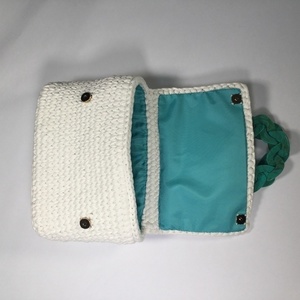 Chanel πλεκτή τσάντα με κοκκάλινο χερούλι - clutch, crochet, πλεκτές τσάντες, μικρές - 2