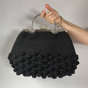Πλεκτή τσάντα με μεταλλικό χερούλι - crochet, χειρός, πλεκτές τσάντες - 2