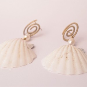 shell earrings - ορείχαλκος, κοχύλι, μακριά, boho, κρεμαστά - 2
