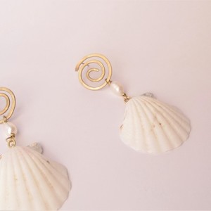 shell earrings - ορείχαλκος, κοχύλι, μακριά, boho, κρεμαστά - 3