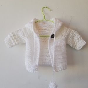 Πλεκτή Βρεφική Λευκή Ζακετουλα! - κορίτσι, 6-9 μηνών, βρεφικά ρούχα, 1-2 ετών - 4