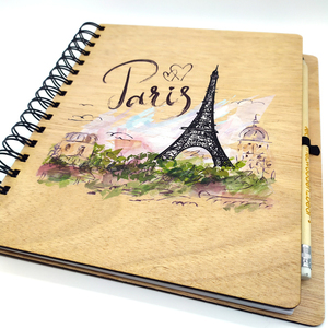 Ξύλινο Σημειωματάριο Paris (Wooden Notebook) Δώρα για όλους - τετράδια & σημειωματάρια, δώρα αγίου βαλεντίνου, δώρα γενεθλίων, δώρα για γυναίκες