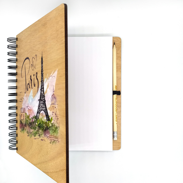 Ξύλινο Σημειωματάριο Paris (Wooden Notebook) Δώρα για όλους - δώρα γενεθλίων, δώρα αγίου βαλεντίνου, δώρα για γυναίκες, τετράδια & σημειωματάρια - 3