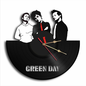 Χειροποίητο ρολόι τοίχου Green Day ΚΩΔ.1052 - τοίχου, βινύλιο, βινύλιο, ρολόγια