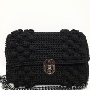 Black Bubble Bag - χιαστί, crochet, πλεκτή, μικρές - 2
