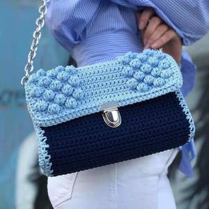 Blue Shades Bubble Bag - ώμου, πλεκτές τσάντες, μικρές
