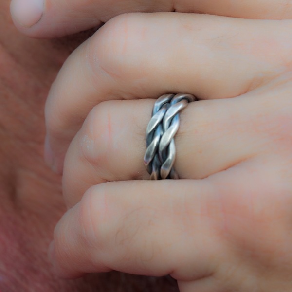 Braided ασημένιο δαχτυλίδι - ασήμι, ανδρικά, χειροποίητα - 2