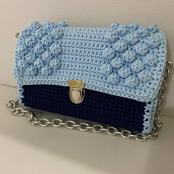 Blue Shades Bubble Bag - ώμου, πλεκτές τσάντες, μικρές - 2