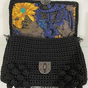 Black Bubble Bag - χιαστί, crochet, πλεκτή, μικρές - 4