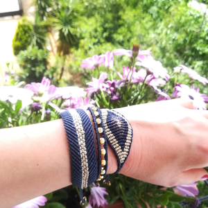 Blue - gold bracelet - ιδιαίτερο, αιματίτης, μακραμέ, αυξομειούμενα - 4