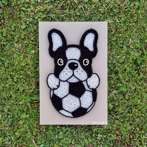 Κάδρο με καρφιά & κλωστές "Σκυλάκι με μπάλα" 30x20cm - πίνακες & κάδρα, διακόσμηση, ποδόσφαιρο - 2