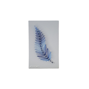 Ξύλινο καδράκι με καρφιά & κλωστές "Feather" 20x12cm - πίνακες & κάδρα, φτερό, minimal