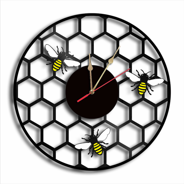 Κυψέλη με Μέλισσες χειροποίητο ρολόι τοίχου - τοίχου, ρολόγια