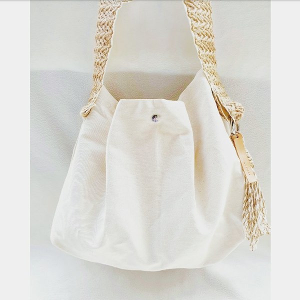 Τσάντα λευκή boho για τη θάλασσα ή την πόλη - ώμου, μεγάλες, πλενόμενο, φθηνές - 2