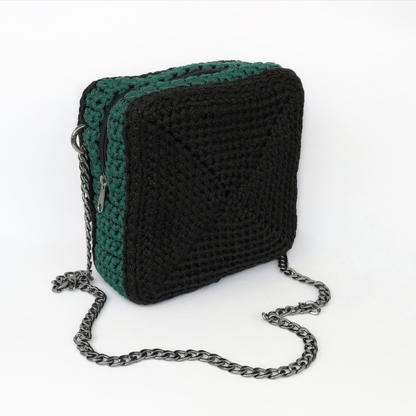 "Lia" τετράγωνη δίχρωμη τσάντα - χιαστί, πλεκτές τσάντες, βραδινές, μικρές, φθηνές