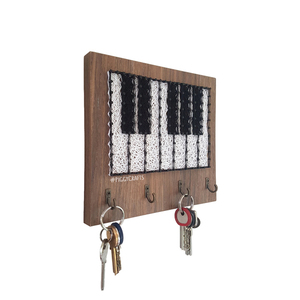 Κλειδοθήκη μελαμίνης με καρφιά & κλωστές "Piano Keys" 20x20cm - κλειδί, κλειδοθήκες - 5