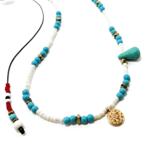 Maui necklace, κολιε με χαολίτη, αιματίτη,χάντρες & φλουρί - χαολίτης, φλουρί, χάντρες, κοντά, boho, seed beads, φθηνά