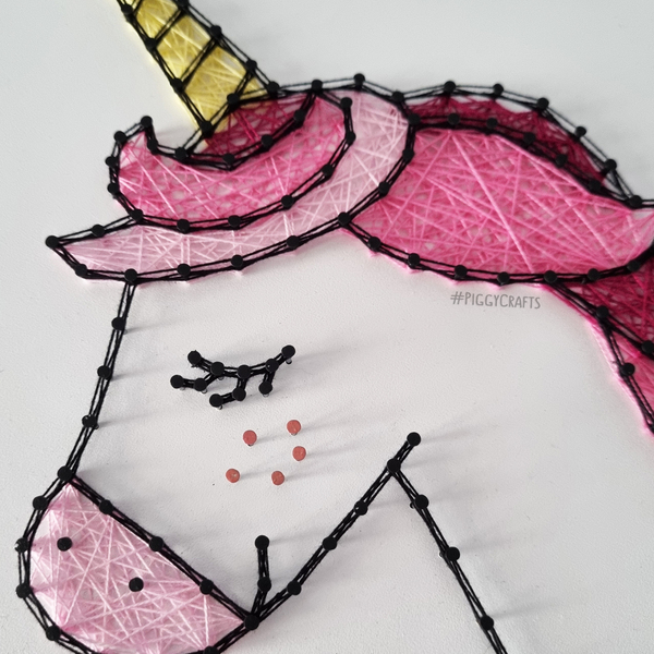 Κάδρο μελαμίνης με καρφιά & κλωστές "Unicorn" 30x25cm - πίνακες & κάδρα, κορίτσι, μονόκερος, παιδικά κάδρα - 5