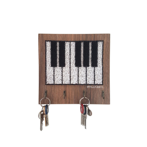 Κλειδοθήκη μελαμίνης με καρφιά & κλωστές "Piano Keys" 20x20cm - κλειδί, κλειδοθήκες