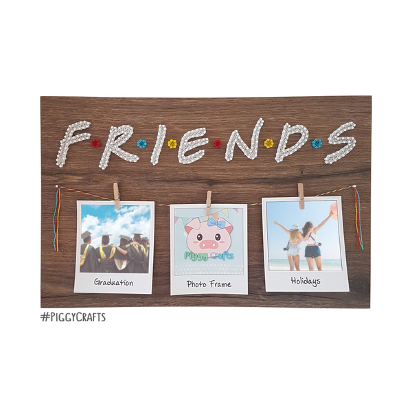 Κορνίζα με καρφιά & κλωστές "Friends" 38x25cm - πίνακες & κάδρα, για φωτογραφίες