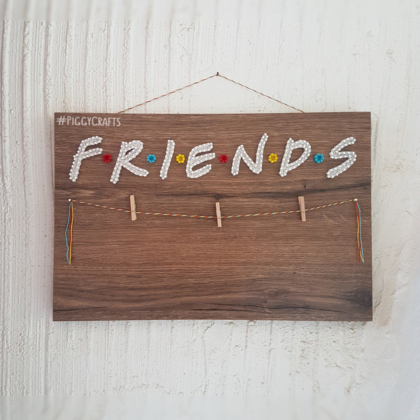 Κορνίζα με καρφιά & κλωστές "Friends" 38x25cm - πίνακες & κάδρα, για φωτογραφίες - 4