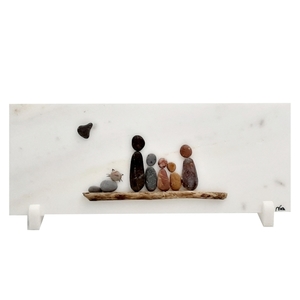 Μάρμαρο διακοσμητικό με παράσταση από βότσαλα (25x10cm) - πέτρα, δώρα γάμου, δώρα επετείου, διακοσμητικά, ιδεά για δώρο