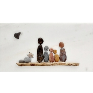 Μάρμαρο διακοσμητικό με παράσταση από βότσαλα (25x10cm) - πέτρα, δώρα γάμου, δώρα επετείου, διακοσμητικά, ιδεά για δώρο - 2