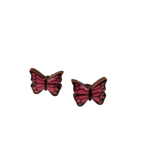 Stud earrings “Mini Butterfly”. - ξύλο, γυαλί, ζωγραφισμένα στο χέρι, καρφωτά, μικρά - 3