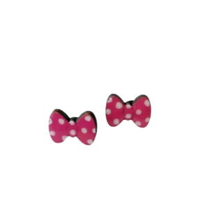 Stud earrings “Φιογκάκια”. - ξύλο, γυαλί, ζωγραφισμένα στο χέρι, καρφωτά, μικρά - 3