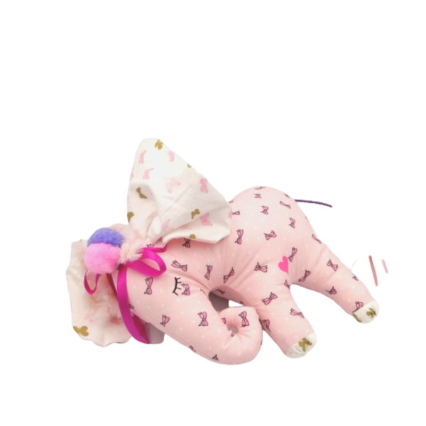 Μαξιλαράκι, ελέφαντας υψος25 πλάτος 30εκατοστα.ροζ με φιογκάκι φούξια. - κορίτσι, παιχνίδια, προίκα μωρού, μαξιλάρια, δώρο γέννησης