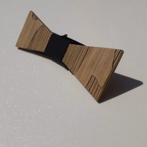 Ξύλινο παπιγιόν με μαύρο ύφασμα - ξύλο - 3