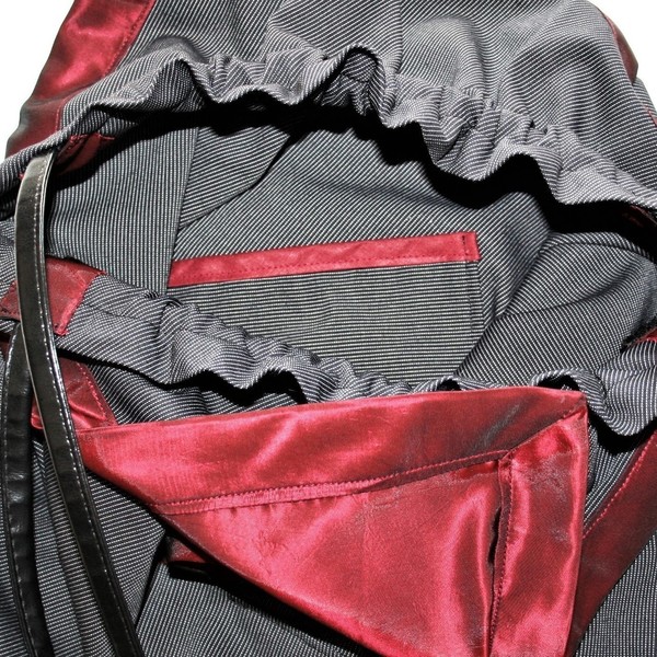 Τσάντα ώμου origami, μαύρη-ριγωτή υφασμάτινη φοδραρισμένη με ταφτά - ύφασμα, μοναδικό, ώμου, χειροποίητα - 3