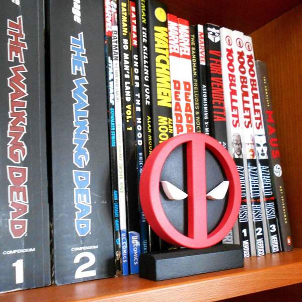 Χειροποίητη ξύλινη διακόσμηση γραφείου- βιβλιοθήκης Deadpool logo 3d - ξύλο, διακοσμητικά, ξύλινα διακοσμητικά - 4