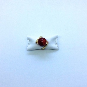 Κόκκινη χάντρα δεμένη σε ασημένιο επίχρυσο χειροποίητο δαχτυλίδι. - ημιπολύτιμες πέτρες, επιχρυσωμένα, ασήμι 925, σταθερά, δώρα για γυναίκες - 5