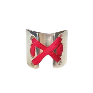 Μοντέρνο, μίνιμαλ ασημένιο δαχτυλίδι με κόκκινο κορδόνι. - ασήμι 925, κορδόνια, minimal, boho, αυξομειούμενα