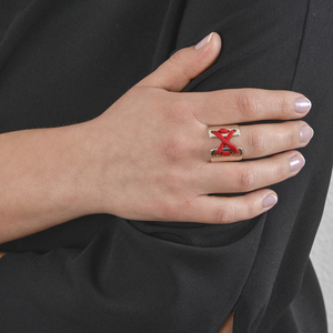 Μοντέρνο, μίνιμαλ ασημένιο δαχτυλίδι με κόκκινο κορδόνι. - ασήμι 925, κορδόνια, minimal, boho, αυξομειούμενα - 2