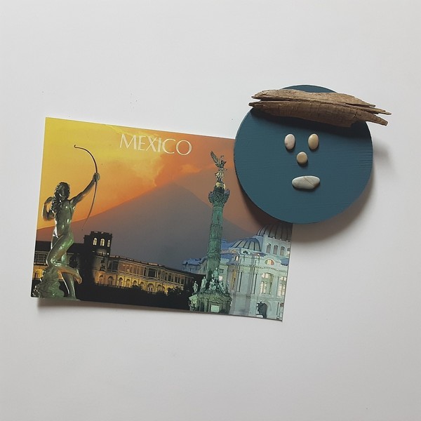 Ξύλινο μαγνητάκι με παράσταση από βότσαλα, φατσούλα (9cm) - ξύλο, αγόρι, δώρα γενεθλίων, ιδεά για δώρο, μαγνητάκια ψυγείου - 4