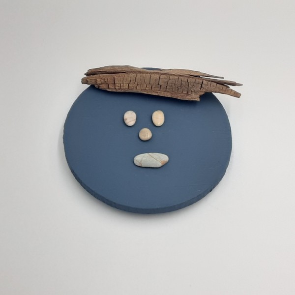 Ξύλινο μαγνητάκι με παράσταση από βότσαλα, φατσούλα (9cm) - ξύλο, αγόρι, δώρα γενεθλίων, ιδεά για δώρο, μαγνητάκια ψυγείου - 2