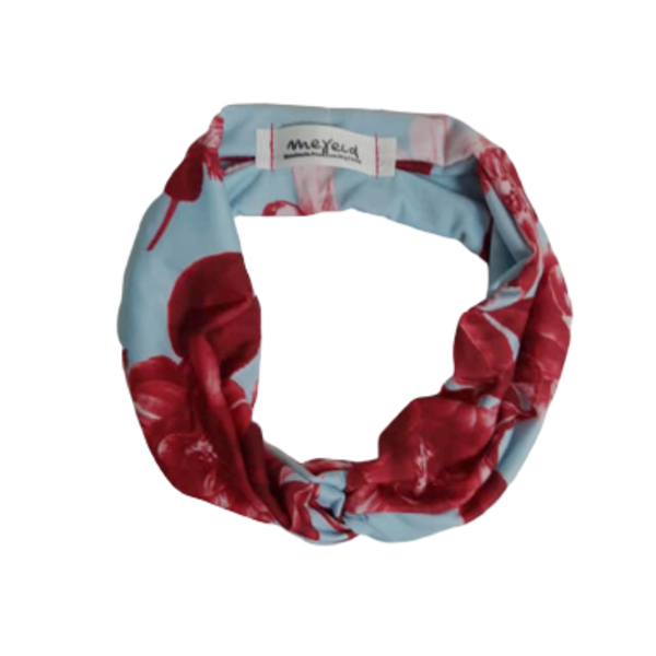 "Σαντορίνη" headband - floral κορδέλα για τα μαλλιά - ελαστικό, φλοράλ, τουρμπάνι, κορδέλες μαλλιών - 3