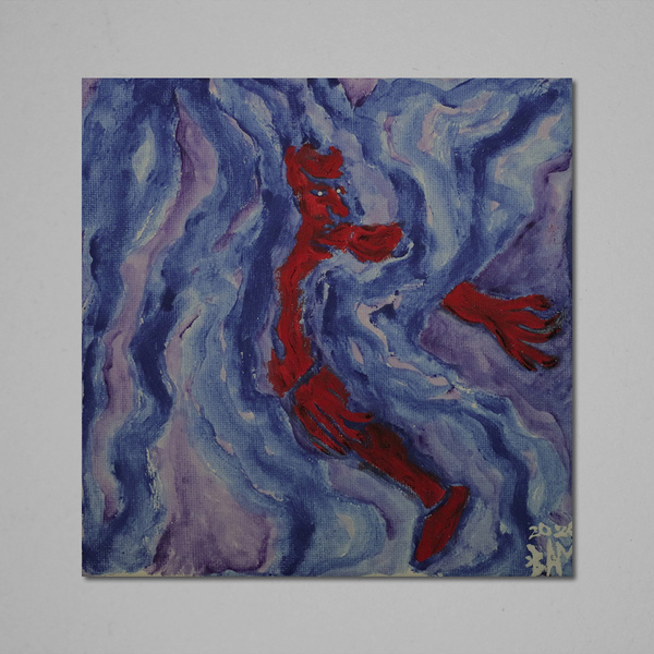 悪魔 demon canvas painting tempera 20x20 - πίνακες & κάδρα, πίνακες ζωγραφικής