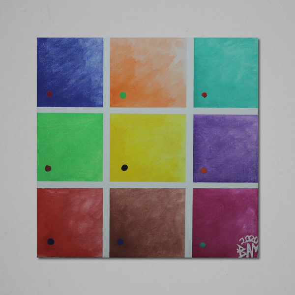 Spectrum of order colors canvas painting tempera 20x20 - πίνακες & κάδρα, πίνακες ζωγραφικής