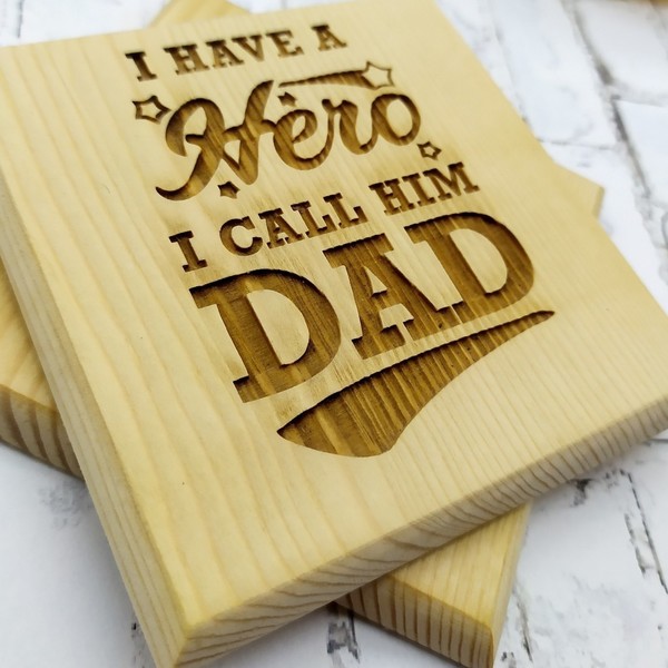 Ξύλινα Χειροποίητα Σουβέρ - Δώρο για Γιορτή του Πατέρα (Σετ των 2) - ξύλο, αναμνηστικά, δώρα για τον μπαμπά, γιορτή του πατέρα, είδη σερβιρίσματος