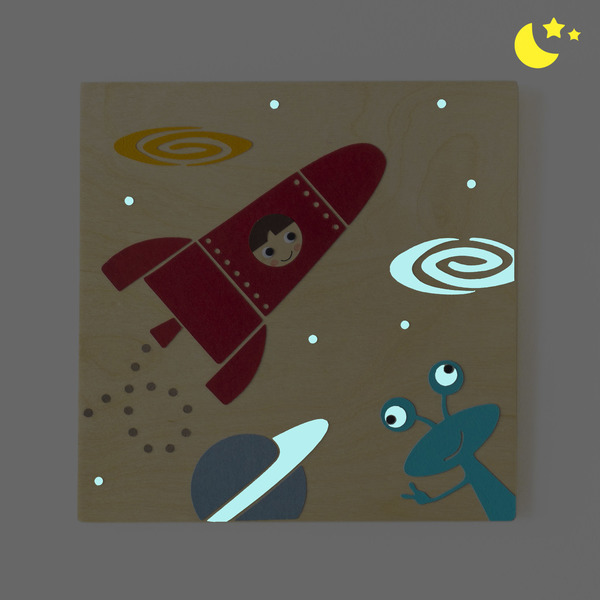 Πύραυλος, Διαστημόπλοιο, παιδικός πίνακας με θέμα το διάστημα, 24x24 εκ - αγόρι, δώρα για βάπτιση, παιδικοί πίνακες - 2