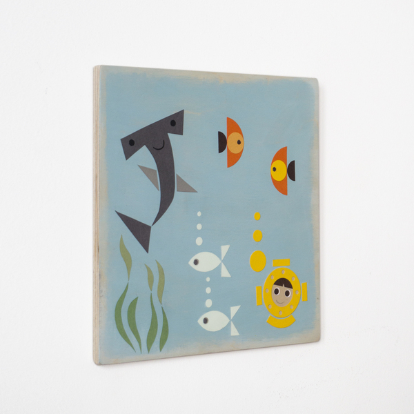 Ο βυθός της θάλασσας, ξύλινο διακοσμητικό κάδρο, 24x24 εκ - αγόρι, παιδικοί πίνακες - 5