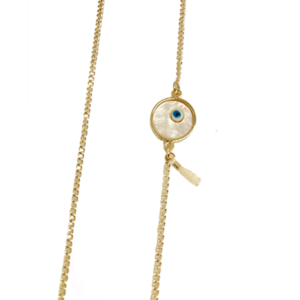 Χειροποίητη Αλυσίδα Γυαλιών Με Σμάλτο Ματάκι Και Φουντίτσα σε Χρυσό χρώμα 70εκ - αλυσίδες, με φούντες, μάτι - 2