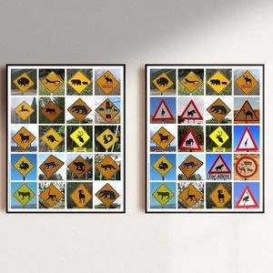 Wildlife Road Signs Posters - The Traveliving Collection | Rustic Ethnic Deco | Digital Printable Art - αφίσες
