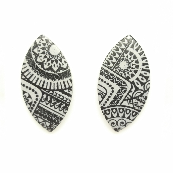 Granite earrings - πηλός, καρφωτά, μεγάλα