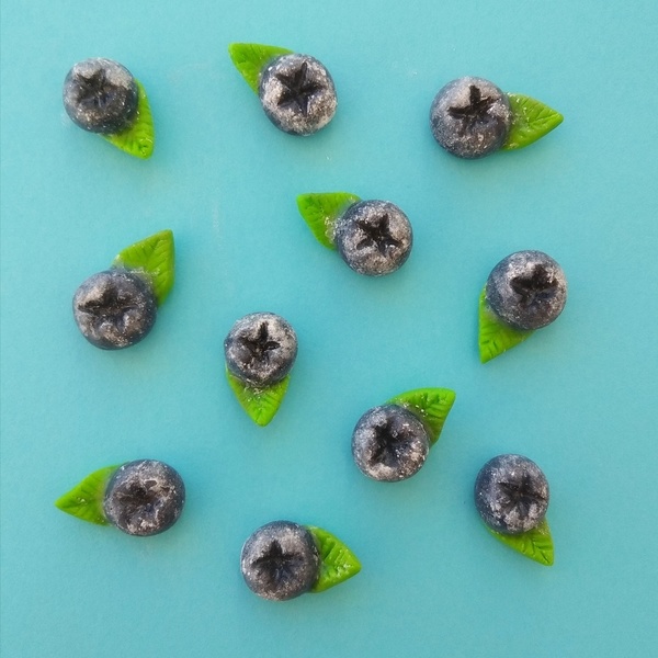 Blueberries καρφωτά σκουλαρίκια - πηλός, απαραίτητα καλοκαιρινά αξεσουάρ, καρφωτά, μικρά, μινιατούρες φιγούρες - 5