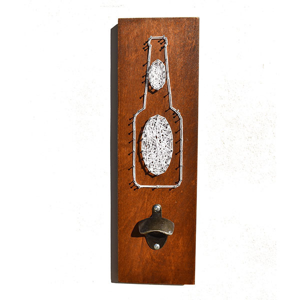 String Art Μπουκάλι Μπύρας - Κρεμαστό Ξύλινο Ανοιχτήρι - ξύλο