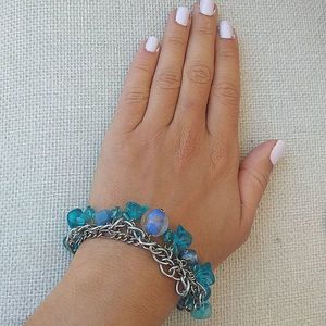 βραχιόλι charms γαλάζιο με γυάλινες χάντρες μουράνο - γυαλί, charms, χάντρες, ethnic, σταθερά - 4